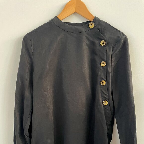 Black .Object shirt, assym tortoise sheel buttons; size EUR 36 (US 6); new - Picture 1 of 9